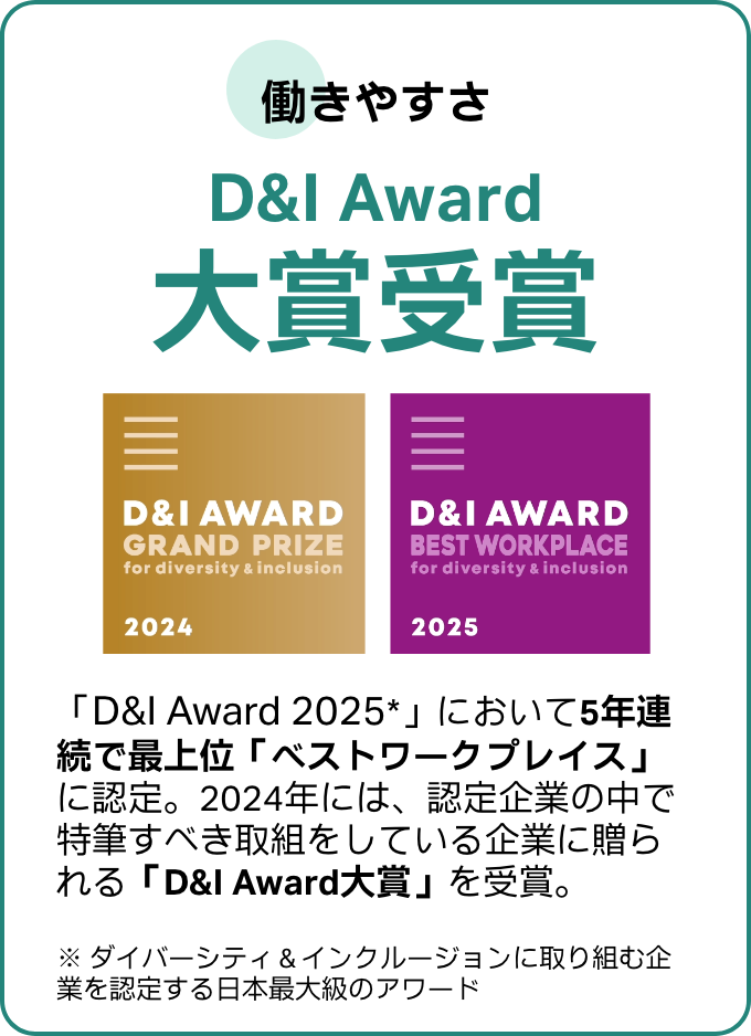 D&I Award大賞受賞（ベストワークプレイス）